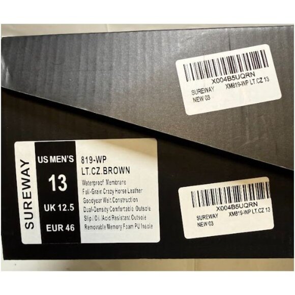 Sureway Mens Moc Toe Waterproof Work Boots Light Brown Size 13 NEW - Picture 8 of 10